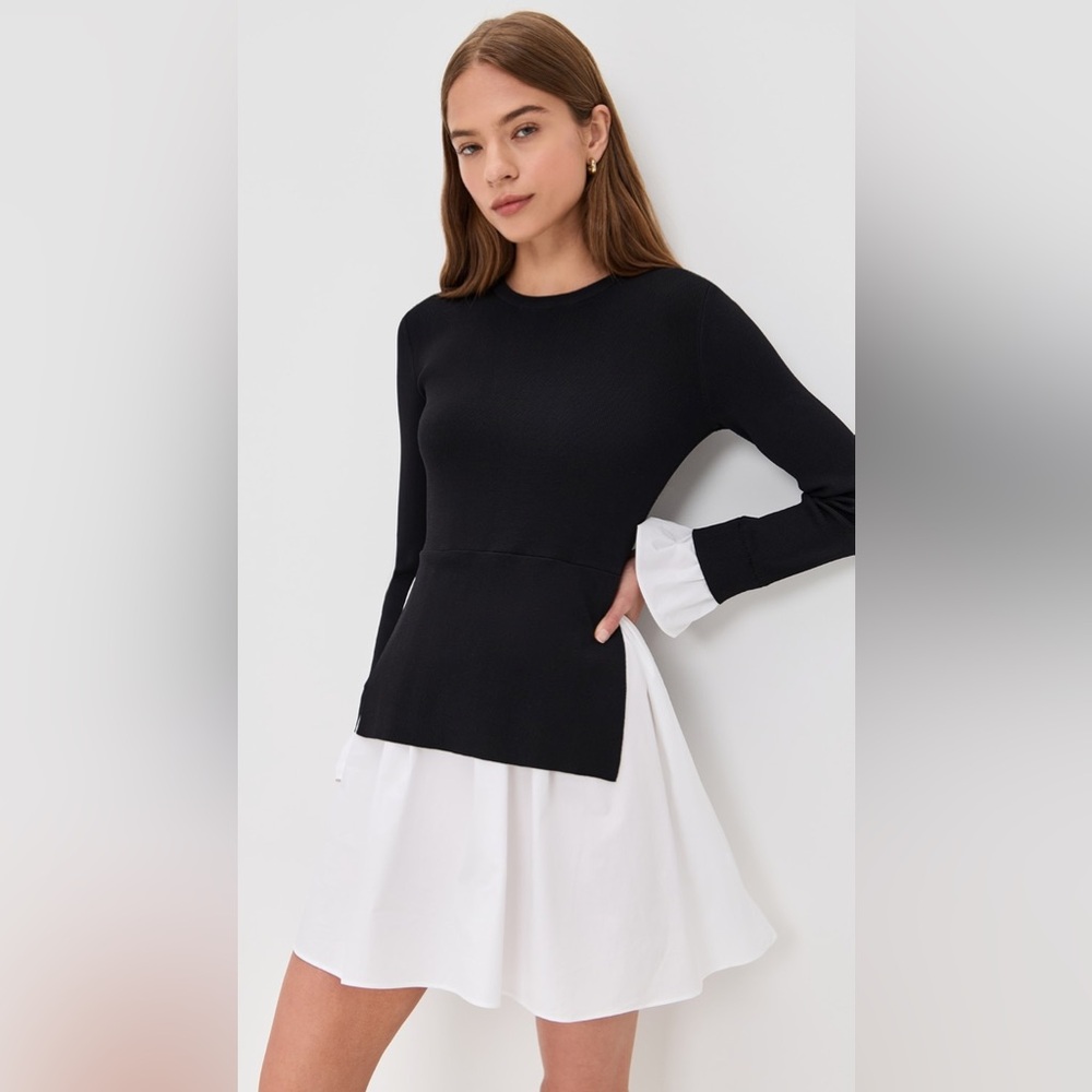 English Factory Black and White Layered Mini Dress